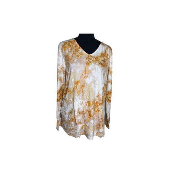 Susan Graver Printed Cool Touch Knit Tunic MANGO NWOT SIZE XXS PETITE - Picture 2 of 7